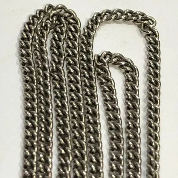 CHANEL CC Logo Rhinestone Pendant Necklace 24" Silver Tone B19V Auth w/Box D-m11 - Picture 6 of 10